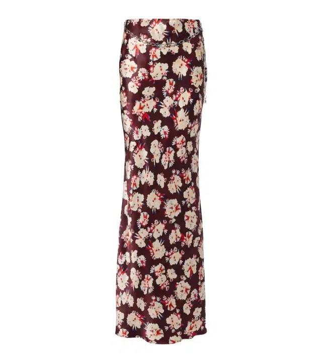 Rabanne Chain-detail floral silk maxi skirt