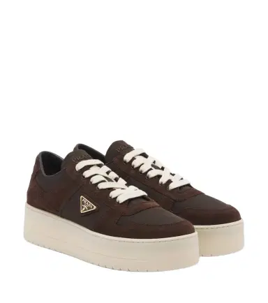 Prada Downtown Bold suede-trimmed platform sneakers | Thumbnail 1 Prada Downtown Bold suede-trimmed platform sneakers | Thumbnail 1