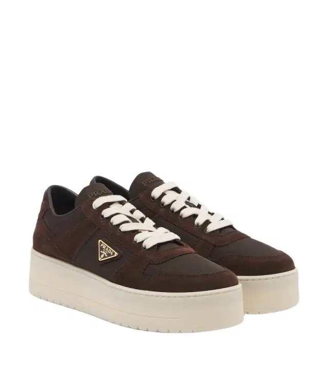 Prada Downtown Bold suede-trimmed platform sneakers