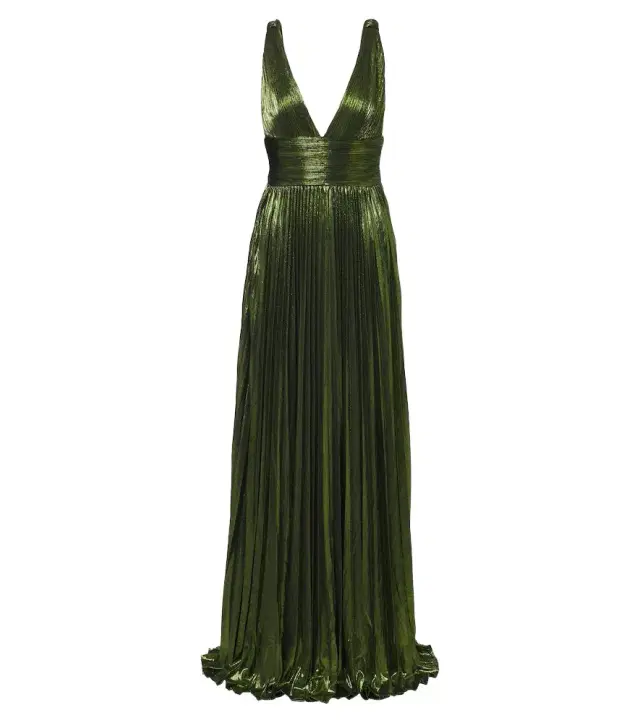 Retrofête Retrofête Perindo plissé lamé gown