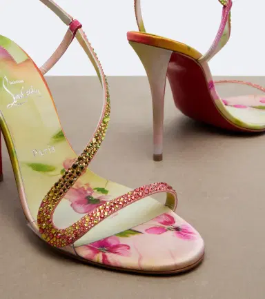 Christian Louboutin Rosalie embellished satin slingback sandals | Thumbnail 2