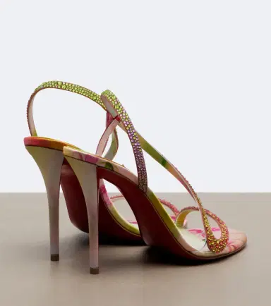 Christian Louboutin Rosalie embellished satin slingback sandals | Thumbnail 4