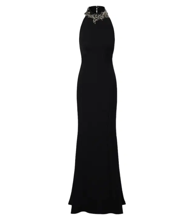 Safiyaa Lark embellished halterneck crêpe gown