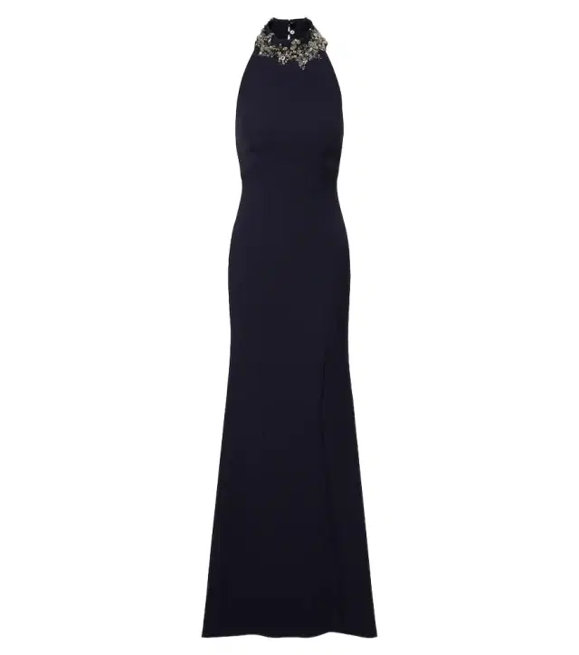 Safiyaa Lark embellished halterneck crêpe gown