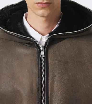 Our Legacy Hooded shearling-lined leather jacket | Thumbnail 4