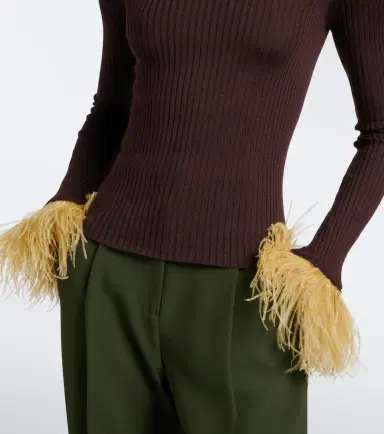 La DoubleJ Feather-trimmed cashmere and silk top | Thumbnail 5 La DoubleJ Feather-trimmed cashmere and silk top | Thumbnail 5