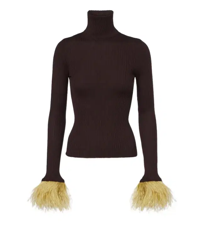 La DoubleJ Feather-trimmed cashmere and silk top