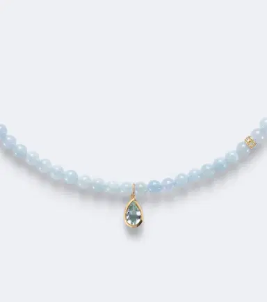 Sydney Evan Icon Mounting 14kt gold beaded necklace with aquamarine and diamonds | Thumbnail 3 Sydney Evan Icon Mounting 14kt gold beaded necklace with aquamarine and diamonds | Thumbnail 3