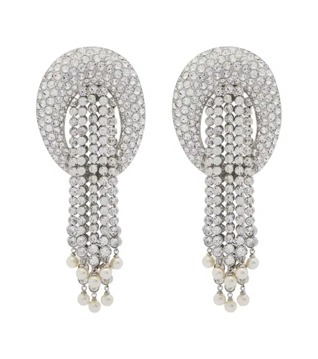 Valentino Garavani Crystal-embellished faux pearl clip-on earrings