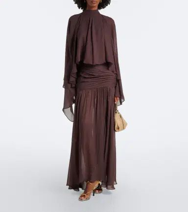 DE LA VALI Amaya gathered chiffon maxi skirt | Thumbnail 2