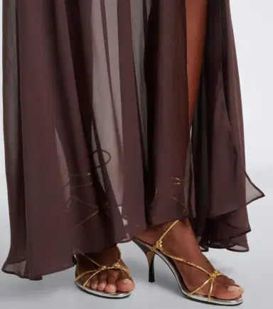 DE LA VALI Amaya gathered chiffon maxi skirt | Thumbnail 4