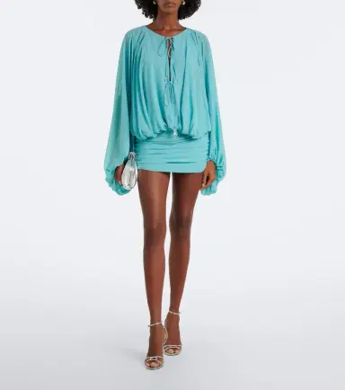 DE LA VALI Eulalia gathered chiffon minidress | Thumbnail 2
