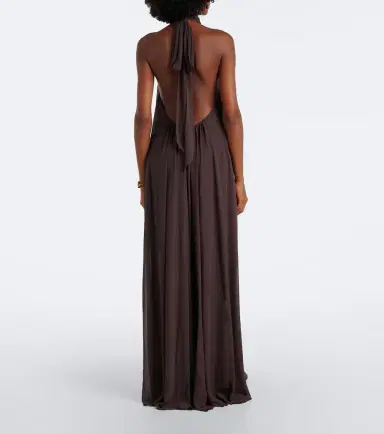 DE LA VALI Adela halterneck chiffon maxi dress | Thumbnail 3