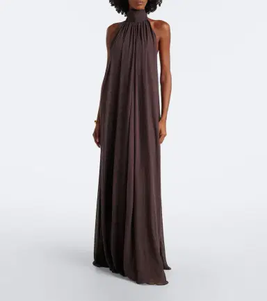 DE LA VALI Adela halterneck chiffon maxi dress | Thumbnail 4