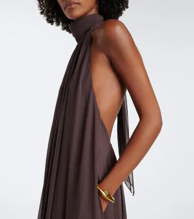 DE LA VALI Adela halterneck chiffon maxi dress | Thumbnail 5