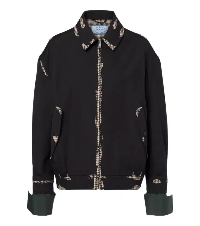 Prada Houndstooth devoré cotton blouson jacket