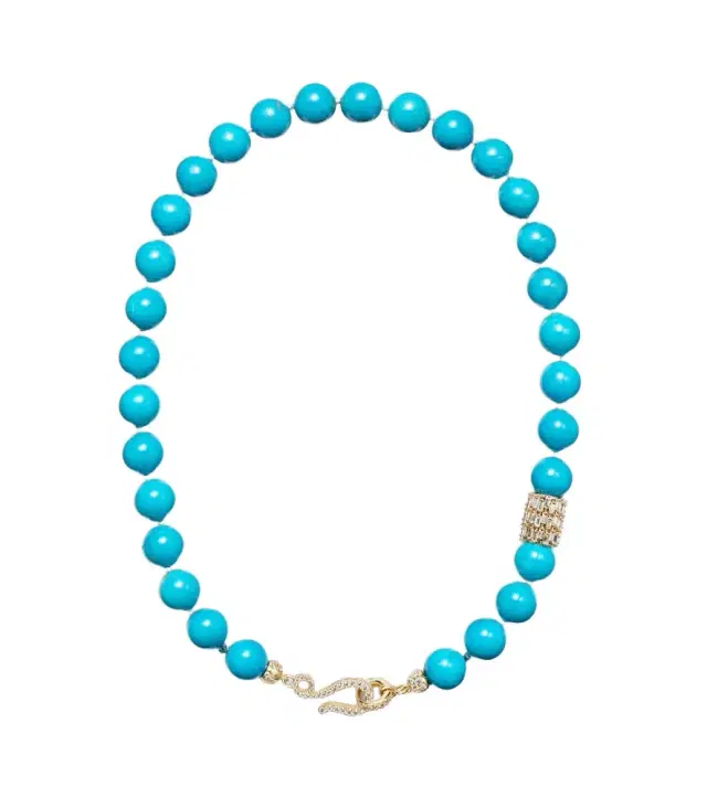 Suzanne Kalan 18kt gold necklace with turquoise and diamonds