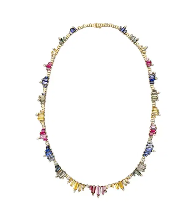 Suzanne Kalan 18kt gold necklace with sapphires and diamonds