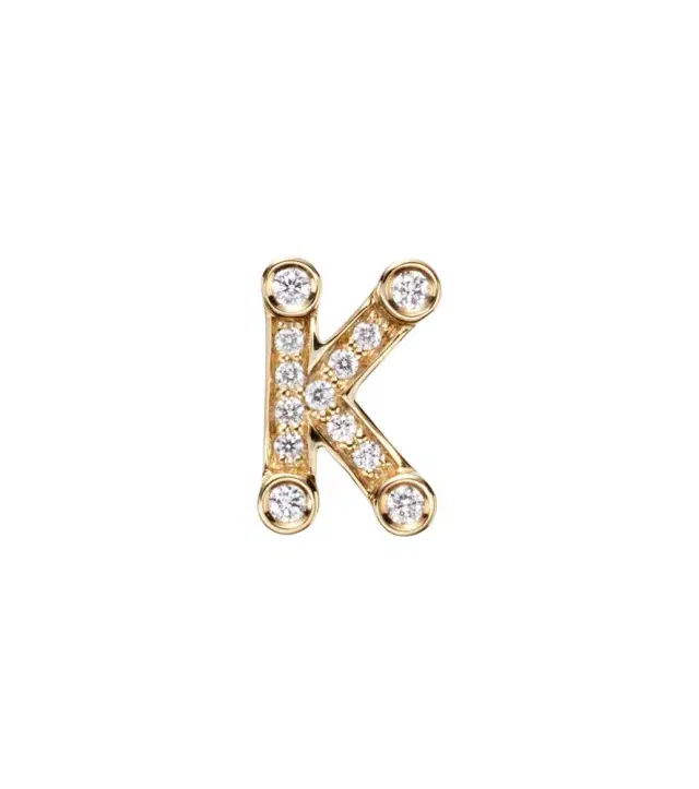 Sophie Bille Brahe Initial Petite K 18kt gold single earring with diamonds