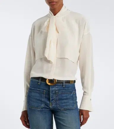 Veronica Beard Darlis tie-neck crêpe de chine blouse | Thumbnail 2