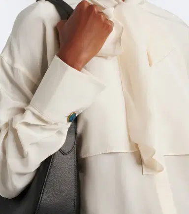 Veronica Beard Darlis tie-neck crêpe de chine blouse | Thumbnail 3