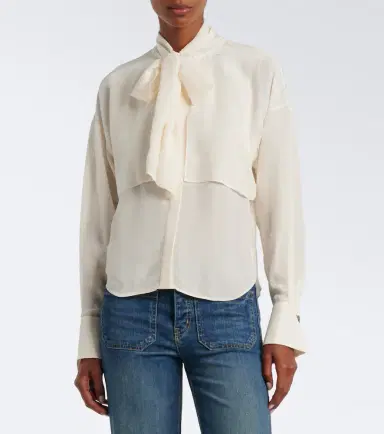 Veronica Beard Darlis tie-neck crêpe de chine blouse | Thumbnail 4