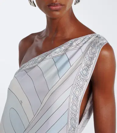 PUCCI Iride one-shoulder silk twill gown | Thumbnail 4