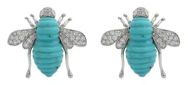 Wish Fine Jewelry 0.94ct Diamond Turquoise 18K Gold Earrings | Thumbnail 1