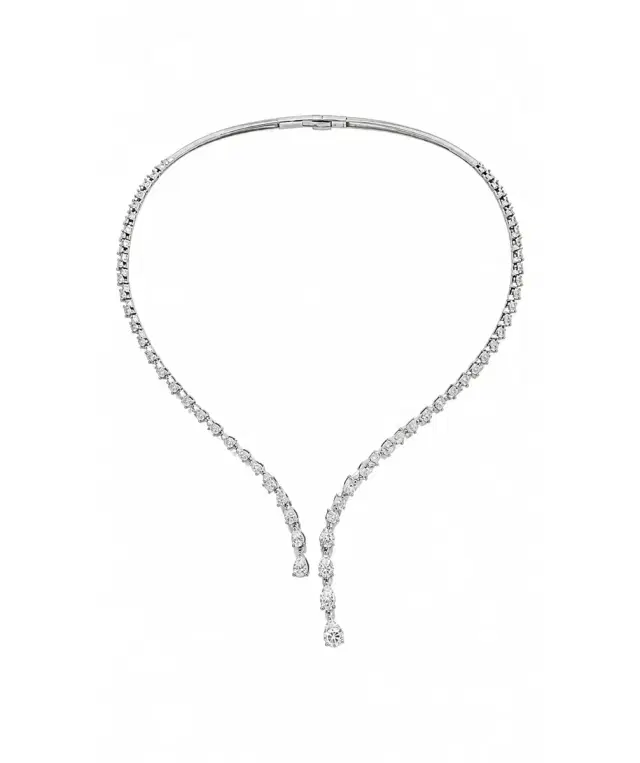 Wish Fine Jewelry 5.87ct Diamond 18K Gold Bolo Tennis Necklace