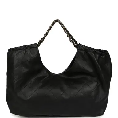 Chanel Chanel Maxi CC Cabas Hobo Bag Black Calfskin Gold Hardware | Thumbnail 4