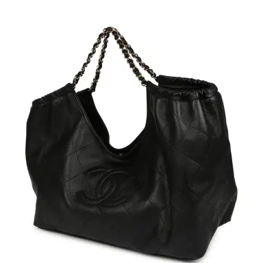 Chanel Chanel Maxi CC Cabas Hobo Bag Black Calfskin Gold Hardware | Thumbnail 5