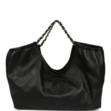 Chanel Chanel Maxi CC Cabas Hobo Bag Black Calfskin Gold Hardware | Thumbnail 1
