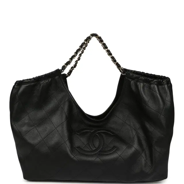 Chanel Chanel Maxi CC Cabas Hobo Bag Black Calfskin Gold Hardware