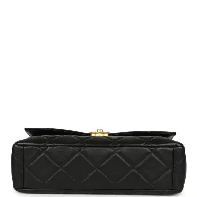Chanel Chanel Medium Flap Bag Black Shiny Lambskin Antique Gold Hardware | Thumbnail 6