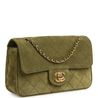 Chanel Chanel Mini "Souplissimo" Flap Bag Khaki Suede Gold Hardware | Thumbnail 2 Chanel Chanel Mini "Souplissimo" Flap Bag Khaki Suede Gold Hardware | Thumbnail 2