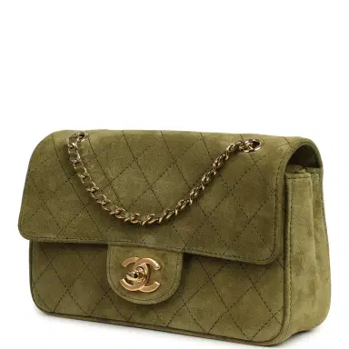Chanel Chanel Mini "Souplissimo" Flap Bag Khaki Suede Gold Hardware | Thumbnail 5 Chanel Chanel Mini "Souplissimo" Flap Bag Khaki Suede Gold Hardware | Thumbnail 5