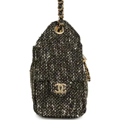 Chanel Chanel Mini 25 Hobo Bag Black, White, Gold Tweed Boucle Gold Hardware | Thumbnail 3 Chanel Chanel Mini 25 Hobo Bag Black, White, Gold Tweed Boucle Gold Hardware | Thumbnail 3