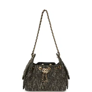 Chanel Chanel Mini 25 Hobo Bag Black, White, Gold Tweed Boucle Gold Hardware | Thumbnail 7 Chanel Chanel Mini 25 Hobo Bag Black, White, Gold Tweed Boucle Gold Hardware | Thumbnail 7