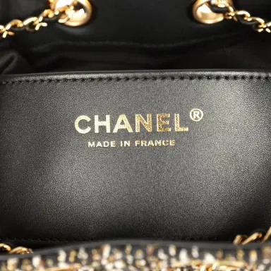 Chanel Chanel Mini 25 Hobo Bag Black, White, Gold Tweed Boucle Gold Hardware | Thumbnail 9 Chanel Chanel Mini 25 Hobo Bag Black, White, Gold Tweed Boucle Gold Hardware | Thumbnail 9