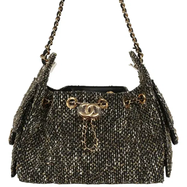 Chanel Chanel Mini 25 Hobo Bag Black, White, Gold Tweed Boucle Gold Hardware
