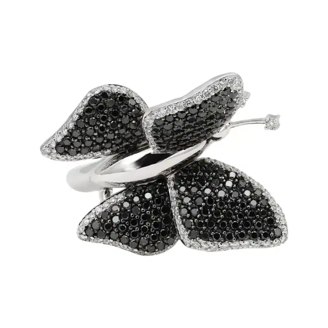 Crivelli Crivelli Butterfly 18K White Gold Black & White Diamond Ring Sz. 6.5 by The Solist