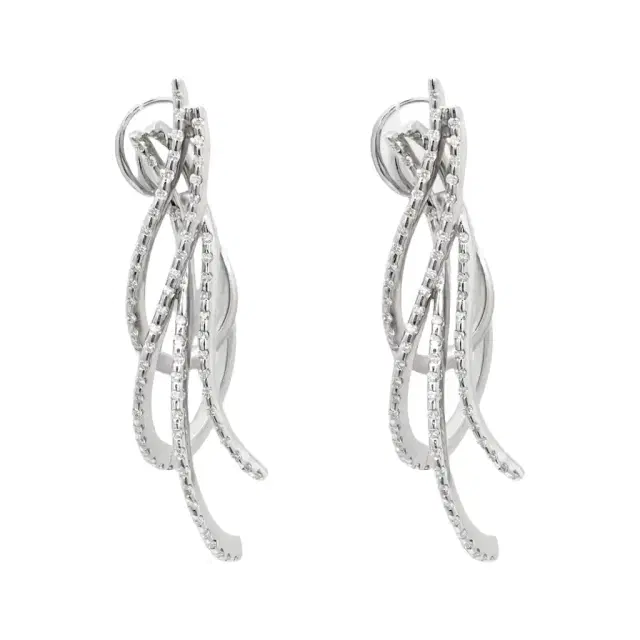 Crivelli Crivelli Cascading Ribbon Design 18K White Gold Diamond Earrings by The Solist