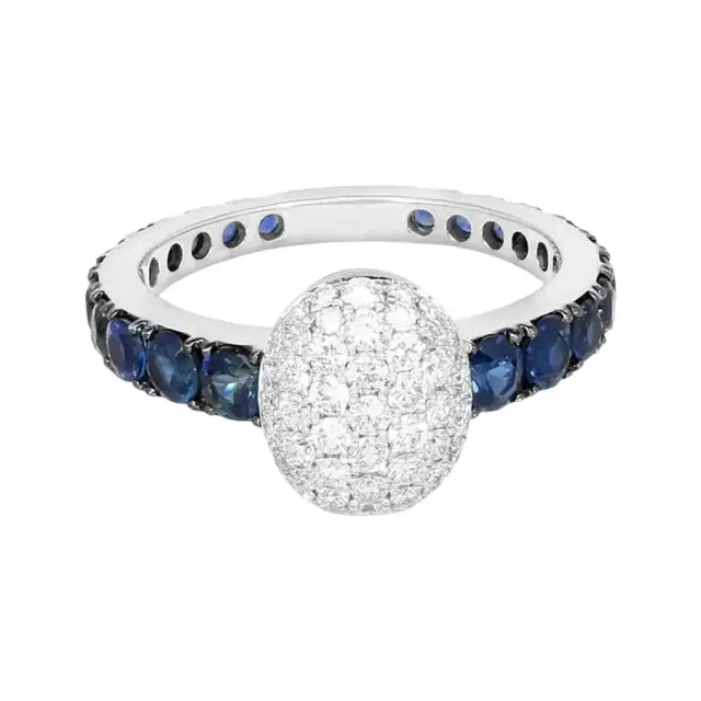 Crivelli Crivelli Girodito 18K White Gold Diamond & Blue Sapphire Ring Sz. 7 by The Solist