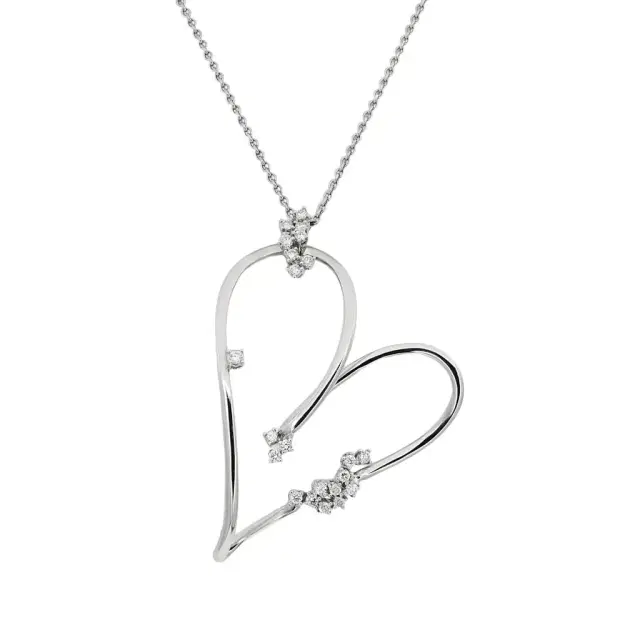 Crivelli Crivelli Large Heart 18K White Gold Diamond Pendant Necklace by The Solist