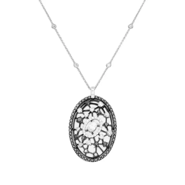 Crivelli Crivelli Oval Griffe 18K White Gold Black & White Diamond Pendant Necklace by The Solist