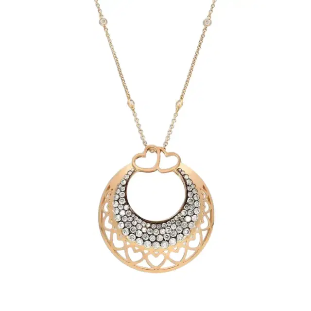 Crivelli Crivelli Ricami Heart 18K Rose Gold Brown Diamond Pendant Necklace by The Solist