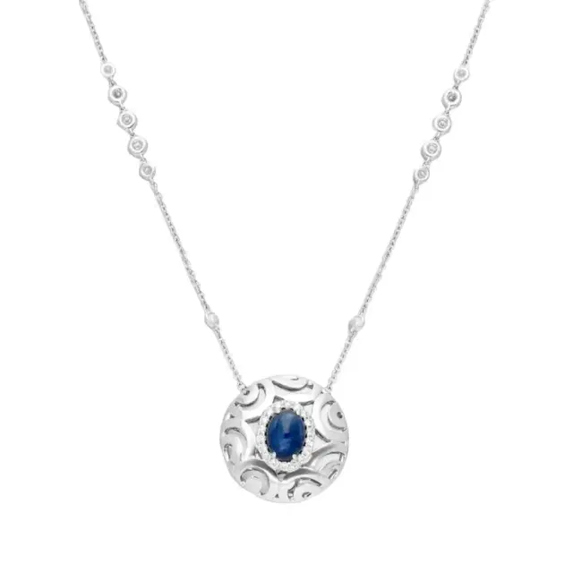 Crivelli Crivelli Ricami Luci 18K White Gold Diamond & Blue Sapphire Pendant Necklace by The Solist