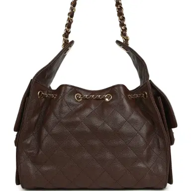 Chanel Chanel Small 25 Hobo Bag Dark Brown Caviar Gold Hardware | Thumbnail 4