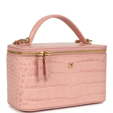 Chanel Chanel Small Top Handle Vanity Case Light Pink Croc Embossed Calfskin Gold Hardware | Thumbnail 2 Chanel Chanel Small Top Handle Vanity Case Light Pink Croc Embossed Calfskin Gold Hardware | Thumbnail 2