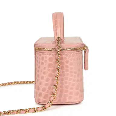 Chanel Chanel Small Top Handle Vanity Case Light Pink Croc Embossed Calfskin Gold Hardware | Thumbnail 3 Chanel Chanel Small Top Handle Vanity Case Light Pink Croc Embossed Calfskin Gold Hardware | Thumbnail 3